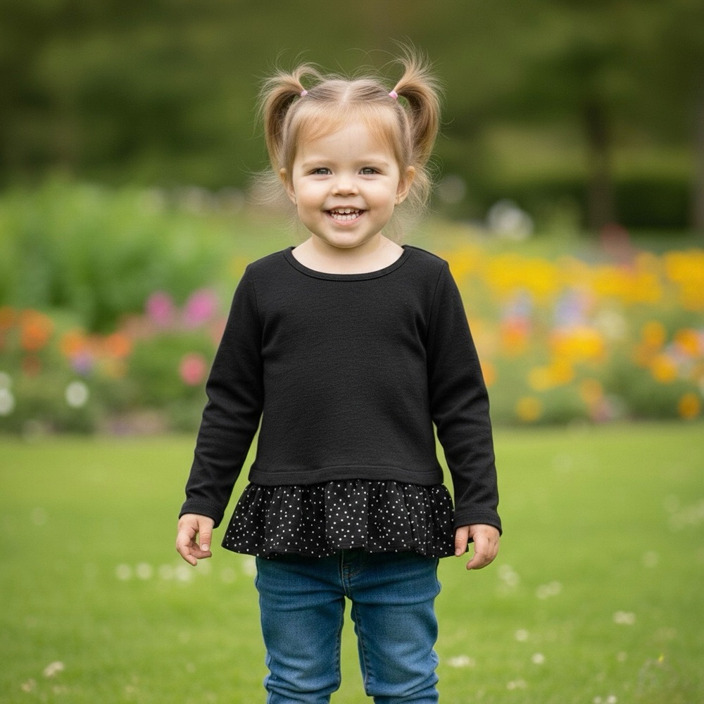 ❤️3 for $12 ❤️ Primark Girl Black with polka dot Blouse Size 2-3 Years